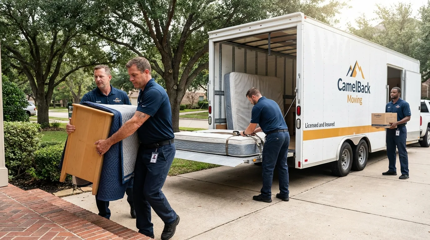 Crew loading residential truck for cross-state move from Richmond, MO